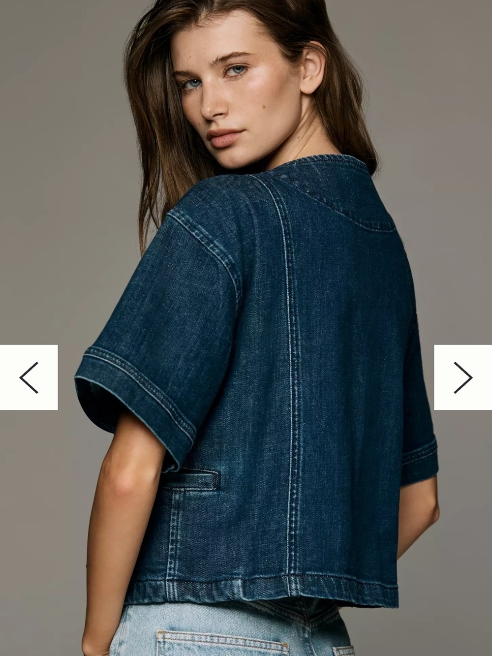 Maeve Short Sleeve Double Breasted Denim Jacket - Picture 3 of 4